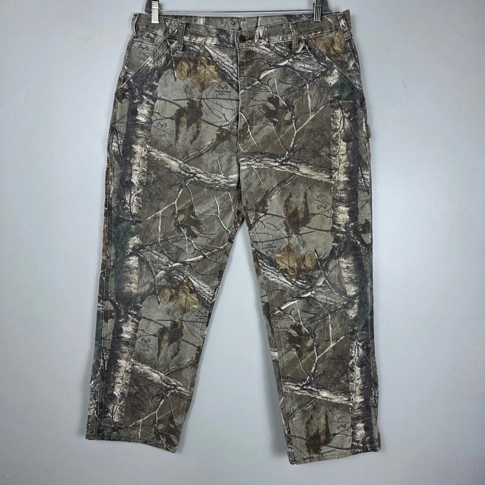Carhartt x Realtree USA VINTAGE Canvas Camo Work 40x30 Cotton Made B235977
